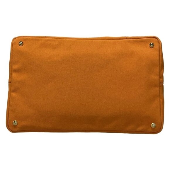 Auth PRADA Canapa Papaya (Orange) Canvas Tote Bag - Picture 5 of 14